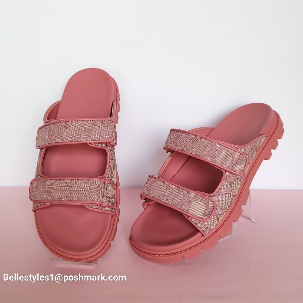 COACH Two-Band Sport Slide In Signature Jacquard- Women’s Size 9B- True Pink ⭐